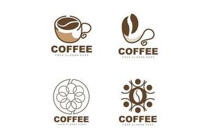 Logo-Design für Kaffeebohnengetränke in brauner Farbvektorillustration vektor