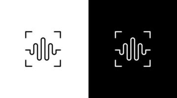 audio scanner logotyp ljud Vinka röst teknologi översikt ikon design vektor