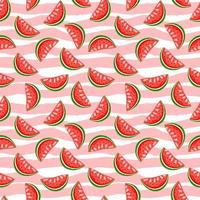 süße Wassermelone auf Streifenhintergrund. Sommer nahtloses Muster. vektor
