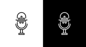 mic Podcast Logo Übertragung Symbol Klang Welle Stimme Technologie Gliederung Design vektor