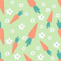 Ostern nahtlos Muster mit Möhren und Gänseblümchen. süß Hand gezeichnet schön Hintergrund, großartig zum Ostern Verpackung Papier, Banner, Textil, Hintergrund vektor