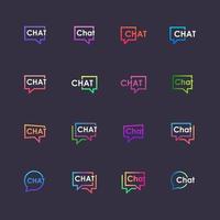 uppsättning av chatt text med bubbla logotyp. prata, tala, logotyp mall. chatt vektor logotyp design mall.