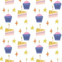 mönster födelsedag muffin med stjärna vektor