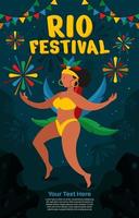 affisch rio festival med fyrverkeribakgrund vektor