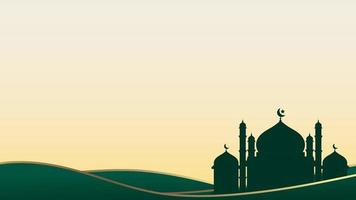 grön islamic bakgrund mall för ramadan, eid al fitr och eid al Adha med moské vektor illustration design
