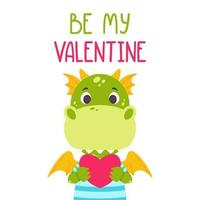 sei meine Valentinstagspostkarte mit Drachen. vektor