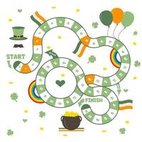 brädspel med en blockväg. vårsäsongen St. Patrick's Day-spel för barn. vektor