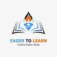 Logo Symbol zum Bildung. Bildung Buch Symbol, Bleistift und Feuer Symbol. Bildung Vektor Logo Vorlage.