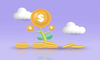 Illustration kreativ Symbol Geld Baum Pflanze Münze Dollar Geschäft vektor