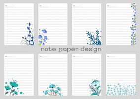 Hinweis Papier Vektor Design Blume und verlassen Muster