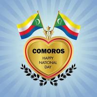 Komoren Flagge Unabhängigkeit Tag mit Gold Herz vektor