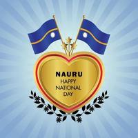 Nauru Flagge Unabhängigkeit Tag mit Gold Herz vektor