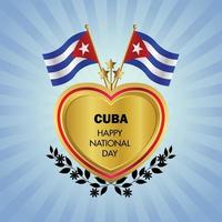 Kuba Flagge Unabhängigkeit Tag mit Gold Herz vektor