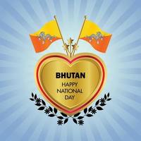 bhutan flagga oberoende dag med guld hjärta vektor