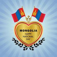 Mongolei Flagge Unabhängigkeit Tag mit Gold Herz vektor