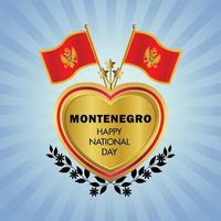 Montenegro Flagge Unabhängigkeit Tag mit Gold Herz vektor