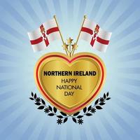 nordlig irland flagga oberoende dag med guld hjärta vektor