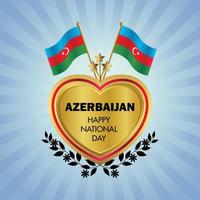 azerbaijan flagga oberoende dag med guld hjärta vektor