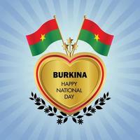 Burkina flagga oberoende dag med guld hjärta vektor
