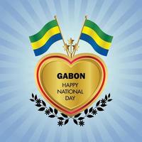 gabon flagga oberoende dag med guld hjärta vektor