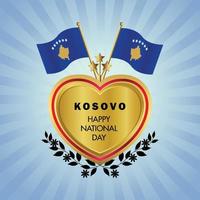 kosovo flagga oberoende dag med guld hjärta vektor