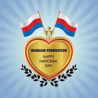 ryska federation flagga oberoende dag med guld hjärta vektor