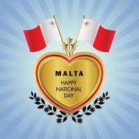 malta flagga oberoende dag med guld hjärta vektor