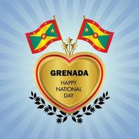 grenada flagga oberoende dag med guld hjärta vektor