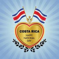 costa rica flagga oberoende dag med guld hjärta vektor