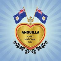 Anguilla Flagge Unabhängigkeit Tag mit Gold Herz vektor