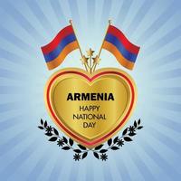 armenia flagga oberoende dag med guld hjärta vektor