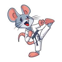 söt mus djur- tecknad serie karate vektor