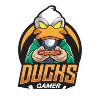 Anka gamer djur- maskot logotyp vektor