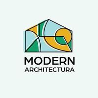 modern arkitektur logotyp design. abstrakt hus med geometrisk former logotyp. arkitektonisk konst logotyp mall. vektor