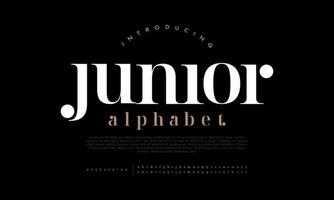 junior mode font alfabet. minimal modern urban typsnitt för logotyp, varumärke etc. typografi typsnitt versal små bokstäver och siffra. vektor illustration