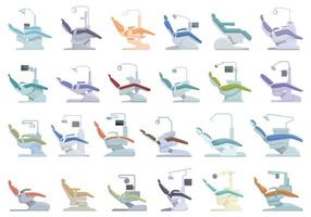 dental stol ikoner uppsättning tecknad serie vektor. medicinsk enhet vektor