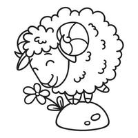Schaf mit einer Blume. vektor