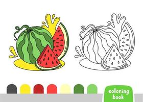 Färbung Buch zum Kinder Wassermelone Seite zum Bücher Zeitschriften Färbung Vektor Illustration