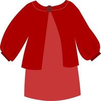 röd klänning ikon. utrusta för liten prinsessa, eleganta och modern kläder. social media grafisk element. röd cardigan Tröja. formell ha på sig för ungar. tecknad serie platt vektor illustration.