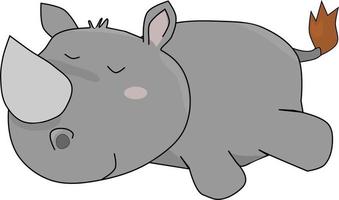söt bebis noshörning sovande. djur- vektor illustration. barn skola teckning.