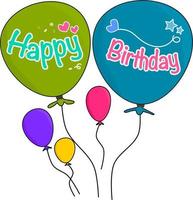 födelsedag ballonger med Lycklig födelsedag hälsning och en liten stjärnor. vektor illustration.