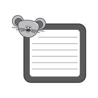 söt anteckningsbok med mus tecknad. vektor illustration mall design.