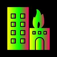 Einzigartiges Vektorsymbol für brennende Gebäude vektor