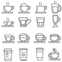 Kaffee Tasse Symbol Vektor Satz. Tee Tasse Illustration Zeichen Sammlung.