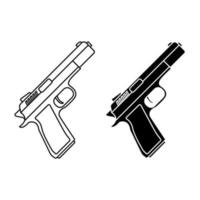 pistol vektor ikon uppsättning. vapen illustration tecken samling. skytte symbol. armén logotyp.