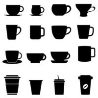 kaffe kopp ikon vektor uppsättning. te kopp illustration tecken samling. mocka symbol eller logotyp.