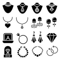 Juwel Symbol Vektor Satz. Schmuck Illustration Zeichen Sammlung. Bijouterie Symbol oder Logo.