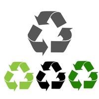 das Universal- Recycling Symbol. International Symbol benutzt auf Verpackung zu erinnern Menschen zu entsorgen von es im ein Behälter stattdessen von Vermüllung. Symbol isoliert auf Weiß Hintergrund. Vektor Illustration.