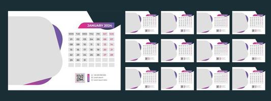 2024 skrivbord kalender mall vektor