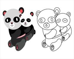 vektor färg sida de söt tecknad serie panda för barn vektor illustration med tecknad serie.